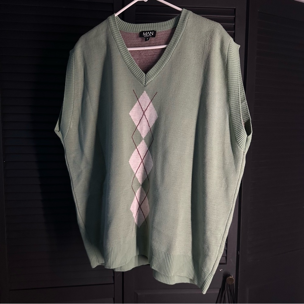 Mint Green Argyle Sweater Vest